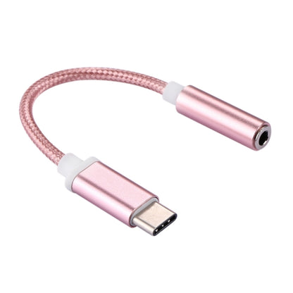 USB-C / Type-C Male to 3.5mm Female Weave Texture Audio Adapter, Length: about 10cm(Rose Gold) - Type-C Adapter by buy2fix | Online Shopping UK | buy2fix