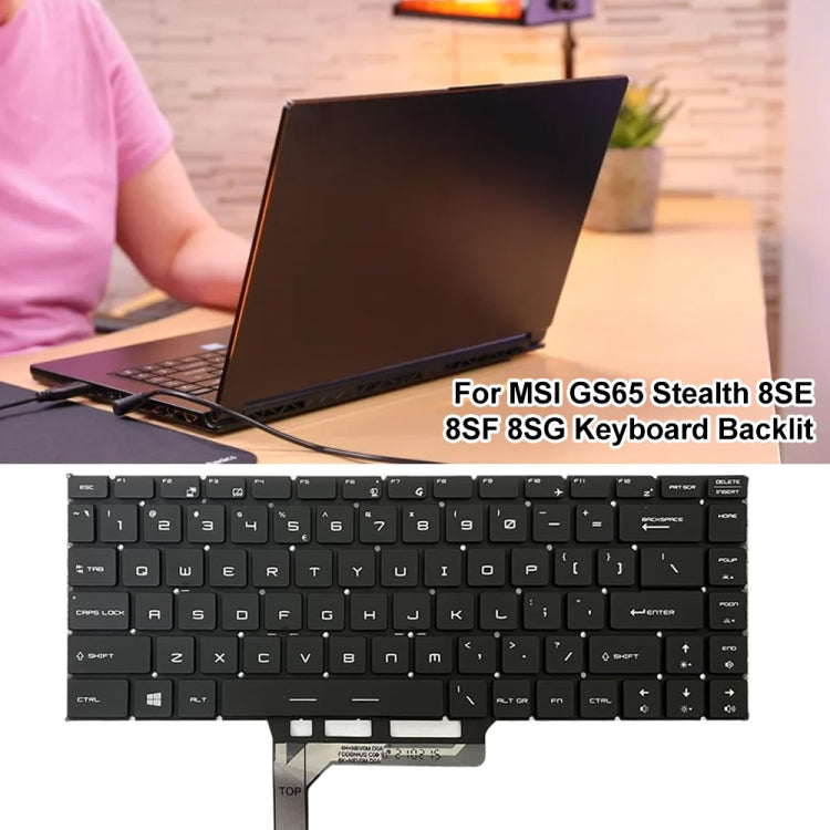 US Version Laptop Keyboard with Backlight for MSI GS65 / GS65VR / MS-16Q2 / Stealth 8SE /8SF / 8SG /Thin 8RE / Thin 8RF (Black) - Replacement Keyboards by buy2fix | Online Shopping UK | buy2fix