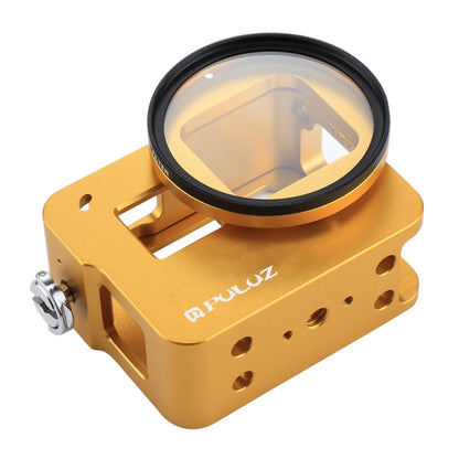 PULUZ Housing Shell CNC Aluminum Alloy Protective Cage with Insurance Frame & 52mm UV Lens for GoPro HERO(2018) /7 Black /6 /5(Gold) - DJI & GoPro Accessories by PULUZ | Online Shopping UK | buy2fix