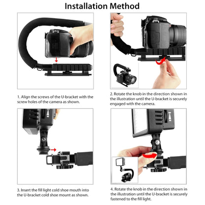 PULUZ U/C Shape Portable Handheld DV Bracket Stabilizer Kit with Cold Shoe Tripod Head & Phone Clamp & Quick Release Buckle & Long Screw for All SLR Cameras and Home DV Camera - Camera Accessories by PULUZ | Online Shopping UK | buy2fix