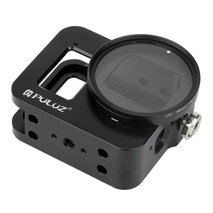PULUZ Housing Shell CNC Aluminum Alloy Protective Cage with Insurance Frame & 52mm UV Lens for GoPro HERO8 Black(Black) - DJI & GoPro Accessories by PULUZ | Online Shopping UK | buy2fix