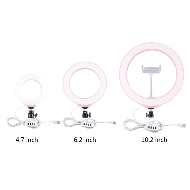 PULUZ 4.7 inch 12cm USB 3 Modes Dimmable LED Ring Selfie Beauty Vlogging Photography Video Lights with Tripod Ball Head(Pink) - Ring Light by PULUZ | Online Shopping UK | buy2fix