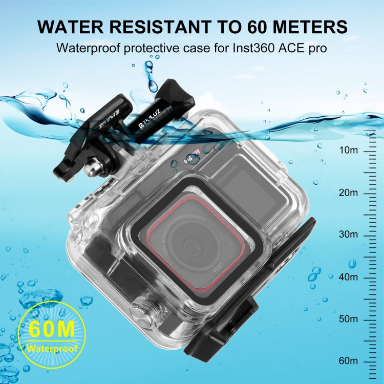 For Insta360 Ace Pro PULUZ 60m Underwater Waterproof Housing Case with Base Adapter & Screw (Transparent) - Case & Bags by PULUZ | Online Shopping UK | buy2fix