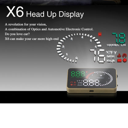 X6 3.5 inch Car OBDII / EUOBD HUD Vehicle-mounted Head Up Display Security System, Support Speed & Water Temperature & Speed Alarm & Fuel Consumption & Battery Voltage, etc. - Head Up Display System by buy2fix | Online Shopping UK | buy2fix