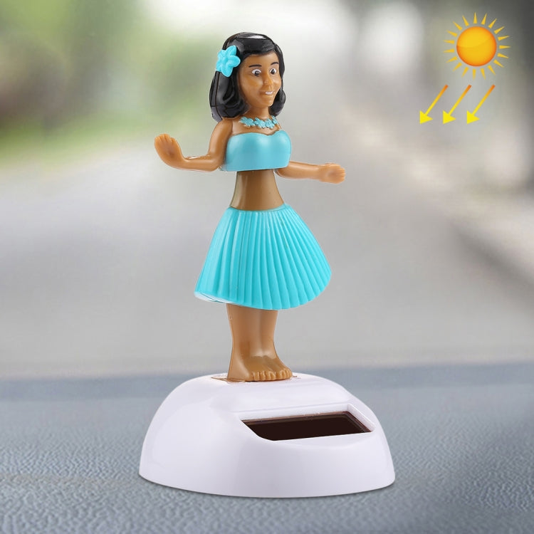 Solar Powered Bobble Head Dancing Toy Car Decoration Ornament Cute Hula Princess(Blue) - Ornaments by buy2fix | Online Shopping UK | buy2fix