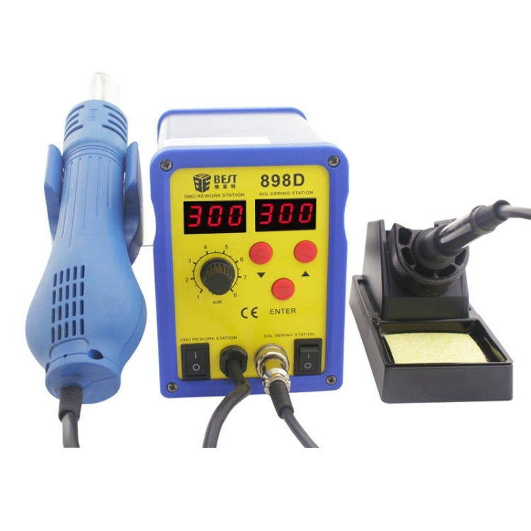 BEST BST-898D 2 in 1 AC 220V 720W LED Displayer Helical Wind Adjustable Temperature Unleaded Hot Air Gun + Solder Station & Soldering Iron, EU Plug(Blue) - Heat Guns by BEST | Online Shopping UK | buy2fix