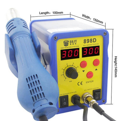 BEST BST-898D 2 in 1 AC 220V 720W LED Displayer Helical Wind Adjustable Temperature Unleaded Hot Air Gun + Solder Station & Soldering Iron, EU Plug(Blue) - Heat Guns by BEST | Online Shopping UK | buy2fix