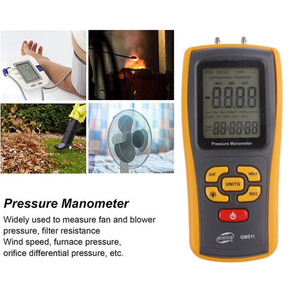 BENETECH GM511 LCD Display Pressure Manometer(Yellow) - Other Tester Tool by BENETECH | Online Shopping UK | buy2fix