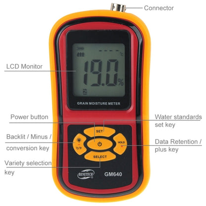 BENETECH GM640 High Quality Digital Grain Moisture Meter with LCD Display - Consumer Electronics by BENETECH | Online Shopping UK | buy2fix