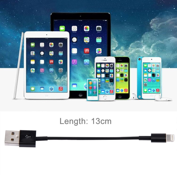 8 Pin to USB Sync Data / Charging Cable, Cable Length: 13cm(Black) - Normal Style Cable by buy2fix | Online Shopping UK | buy2fix