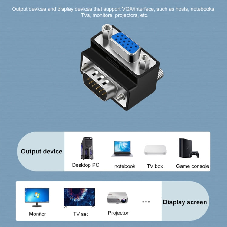 90 Degree VGA 15 Pin Male to Female Right Angle Adapter -  by buy2fix | Online Shopping UK | buy2fix