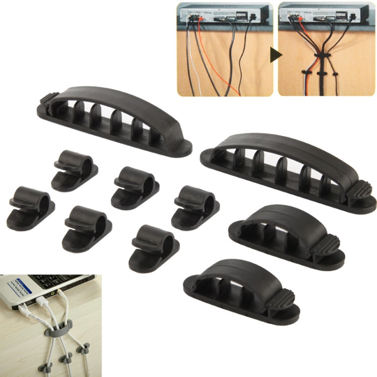 10 in 1 Plastic Flexible Cable Organizer for Electric Wire, CC-926, Random Color Delivery(Black) - Cable Ties & Organizers by buy2fix | Online Shopping UK | buy2fix