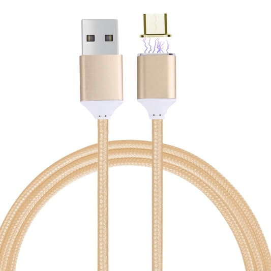 1M Woven Style 2.4A Micro USB to USB Data Sync Charging Cable Intelligent Metal Magnetism Cable, For Samsung, HTC, Sony, Huawei, Xiaomi, Meizu and other Android Devices(Gold) - Mobile Accessories by buy2fix | Online Shopping UK | buy2fix