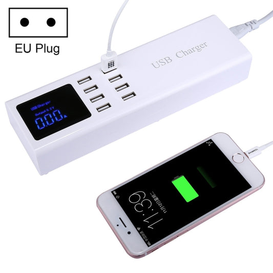 YC-CDA23 8 USB Ports 8A Travel Charger with LCD Screen and Wireless Charger, EU Plug - Multifunction Charger by buy2fix | Online Shopping UK | buy2fix