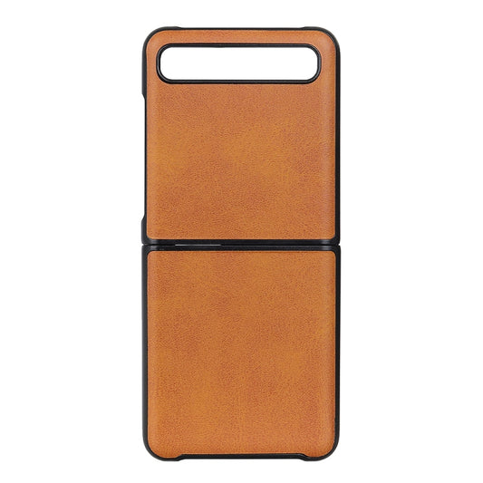 For Galaxy Z Flip Two-color Cow Leather Texture Folding Protective Case(Brown) - Samsung Accessories by buy2fix | Online Shopping UK | buy2fix