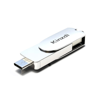 Kinzdi 128GB USB 3.0 + Type-C 3.0 Interface Metal Twister Flash Disk V11 (Silver) - USB Flash Drives by Kinzdi | Online Shopping UK | buy2fix