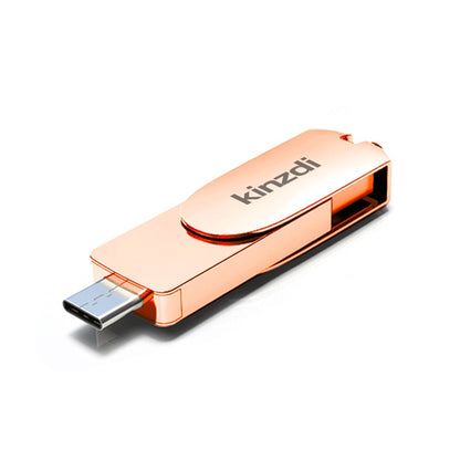 Kinzdi 64GB USB 3.0 + Type-C 3.0 Interface Metal Twister Flash Disk V11 (Rose Gold) - USB Flash Drives by Kinzdi | Online Shopping UK | buy2fix