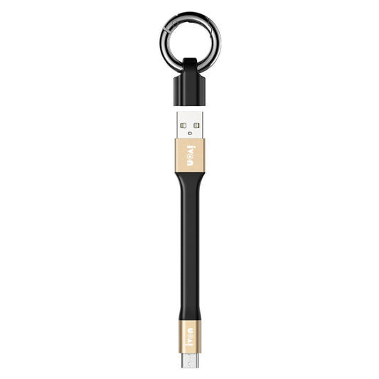 IVON CA90 3.1A Max USB to USB-C / Type-C Portable Data Cable with Ring, Length: 14.5cm (Champagne Gold) - USB-C & Type-C Cable by IVON | Online Shopping UK | buy2fix