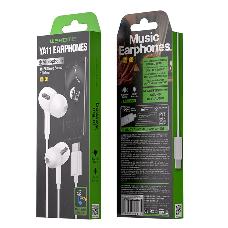 WK YA11 8 Pin Interface Wired Earphone,Length: 1.2m (White) - In Ear Wired Earphone by WK | Online Shopping UK | buy2fix