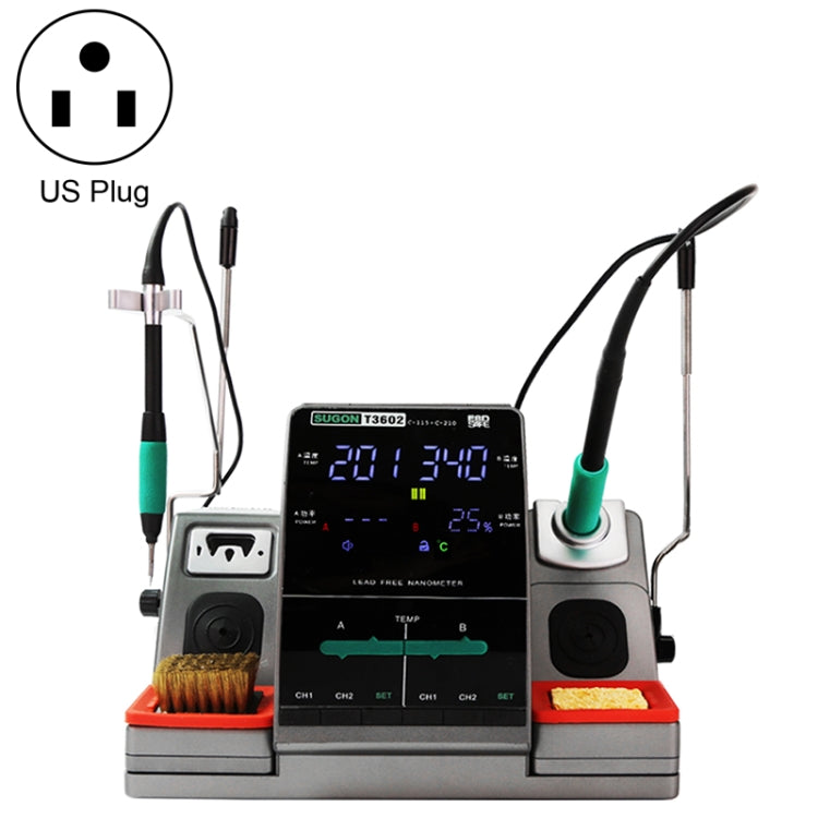 SUGON T3602 110V 240W Dual Station Nano Electric Soldering Station with Double Handle, US Plug - Electric Soldering Iron by SUGON | Online Shopping UK | buy2fix