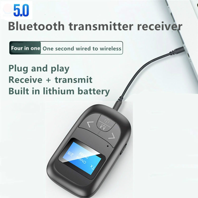 T14 2 in 1 Bluetooth Adapter Car Hands-free Call Bluetooth Receiver Transmitter with LCD Digital Display - Apple Accessories by buy2fix | Online Shopping UK | buy2fix