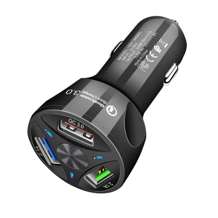 YSY-395KC QC3.0 3 USB 35W High Power Vehicle Charger / Mobile Phone Tablet Universal Vehicle Charger(Black) - In Car by buy2fix | Online Shopping UK | buy2fix