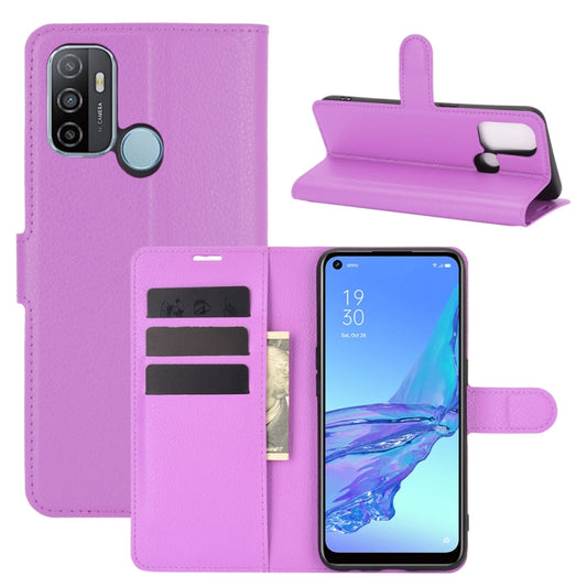 For OPPO A53 2020/OPPO A32 2020 Litchi Texture Horizontal Flip Protective Case with Holder & Card Slots & Wallet(Purple) - OPPO & vivo Accessories by buy2fix | Online Shopping UK | buy2fix
