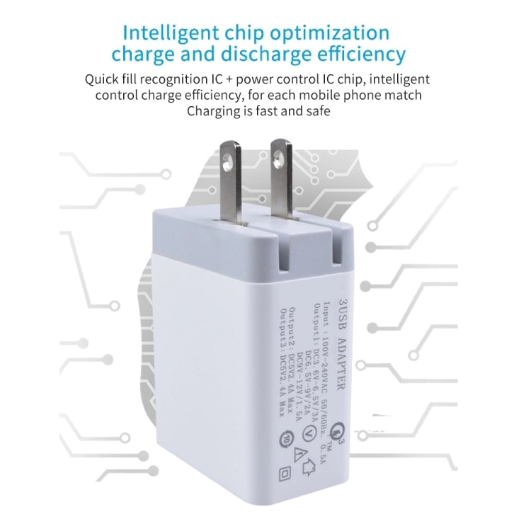 SDC-30W 2 in 1 USB to 8 Pin Data Cable + 30W QC 3.0 USB + 2.4A Dual USB 2.0 Ports Mobile Phone Tablet PC Universal Quick Charger Travel Charger Set,  US Plug - Apple Accessories by buy2fix | Online Shopping UK | buy2fix