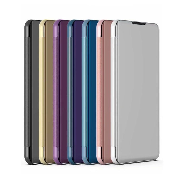 For Samsung Galaxy A12 Plated Mirror Horizontal Flip Leather Case with Holder(Gold) - Samsung Accessories by buy2fix | Online Shopping UK | buy2fix