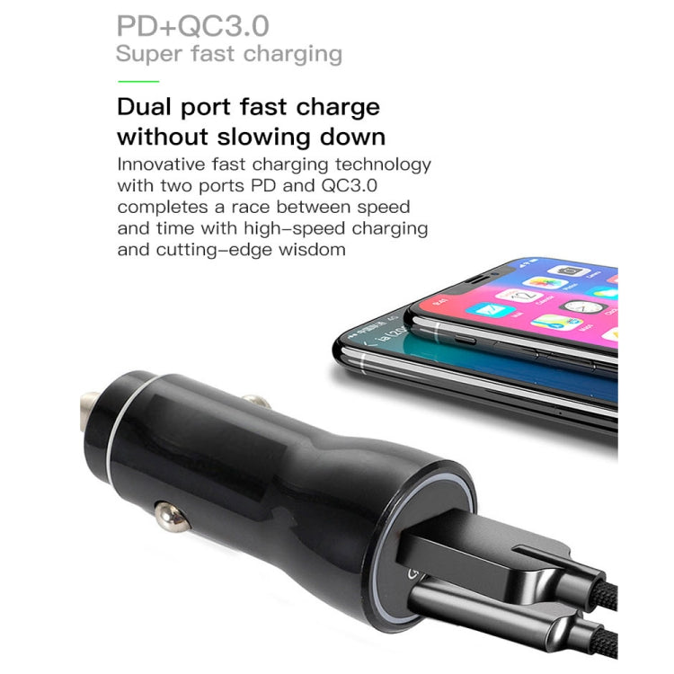 P21 Portable PD 20W + QC 3.0 18W Dual Ports Fast Car Charger(Black) - Car Charger by buy2fix | Online Shopping UK | buy2fix