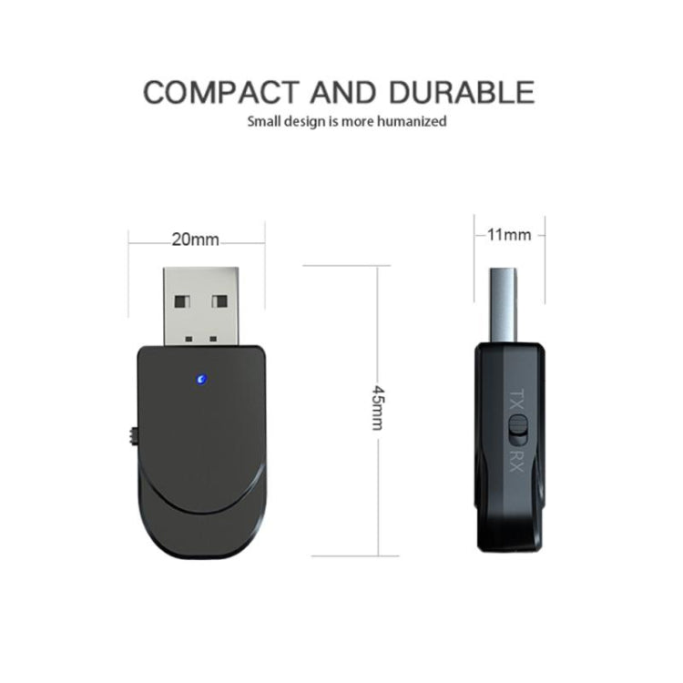 KN330 2 in 1 USB Bluetooth 5.0 Adapter Wireless Receiver Transmitter for Computer TV Car - Apple Accessories by buy2fix | Online Shopping UK | buy2fix