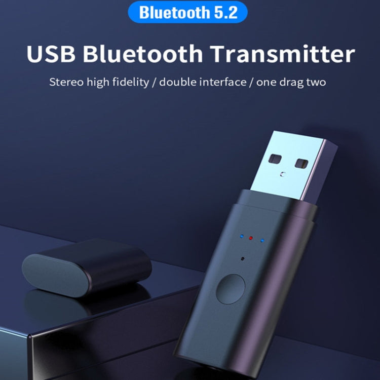 TX35 Bluetooth 5.2 Transmitter One Drag Two USB / AUX Dual Output - Apple Accessories by buy2fix | Online Shopping UK | buy2fix