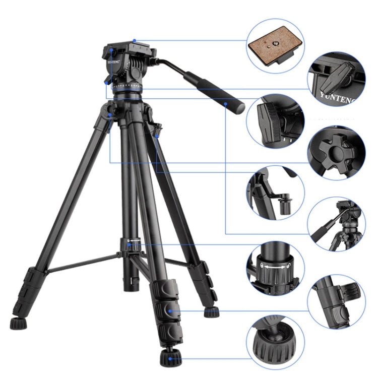 YUNTENG VCT-999 2m Aluminum Tripod Mount with Fluid Drag Damping Head - Tripods by YUNTENG | Online Shopping UK | buy2fix