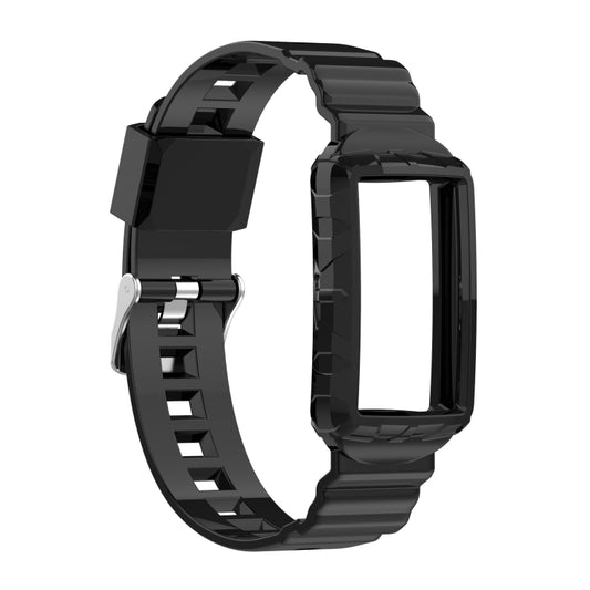 For Fitbit Charge 4 SE Silicone One Body Armor Watch Band(Black) - Watch Bands by buy2fix | Online Shopping UK | buy2fix