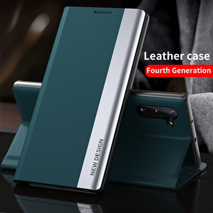 For Samsung Galaxy A33 5G Side Electroplated Magnetic Flip Leather Case with Holder(Green) - Samsung Accessories by buy2fix | Online Shopping UK | buy2fix
