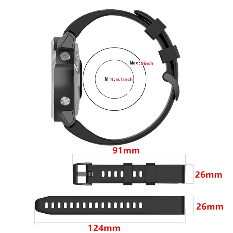 For Garmin Fenix 6X Pro 26mm Silicone Watch Band(Black) - Smart Wear by buy2fix | Online Shopping UK | buy2fix