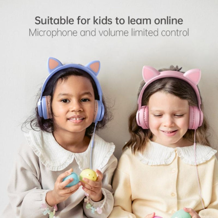 EP08 Cute Cat Ear Child Music Stereo Wired Headset with Mic(Purple) - Apple Accessories by buy2fix | Online Shopping UK | buy2fix