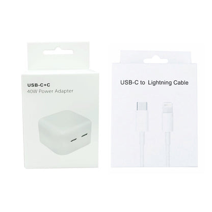 SDC-40W Dual PD USB-C / Type-C Ports Charger with 1.5m Type-C to 8 Pin Data Cable, US Plug - Apple Accessories by buy2fix | Online Shopping UK | buy2fix