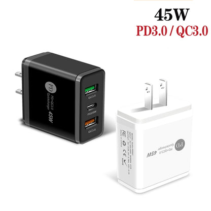 45W PD3.0 + 2 x QC3.0 USB Multi Port Quick Charger, US Plug(Black) - Apple Accessories by buy2fix | Online Shopping UK | buy2fix