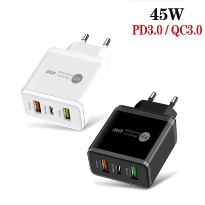 45W PD3.0 + 2 x QC3.0 USB Multi Port Quick Charger, EU Plug(Black) - Apple Accessories by buy2fix | Online Shopping UK | buy2fix