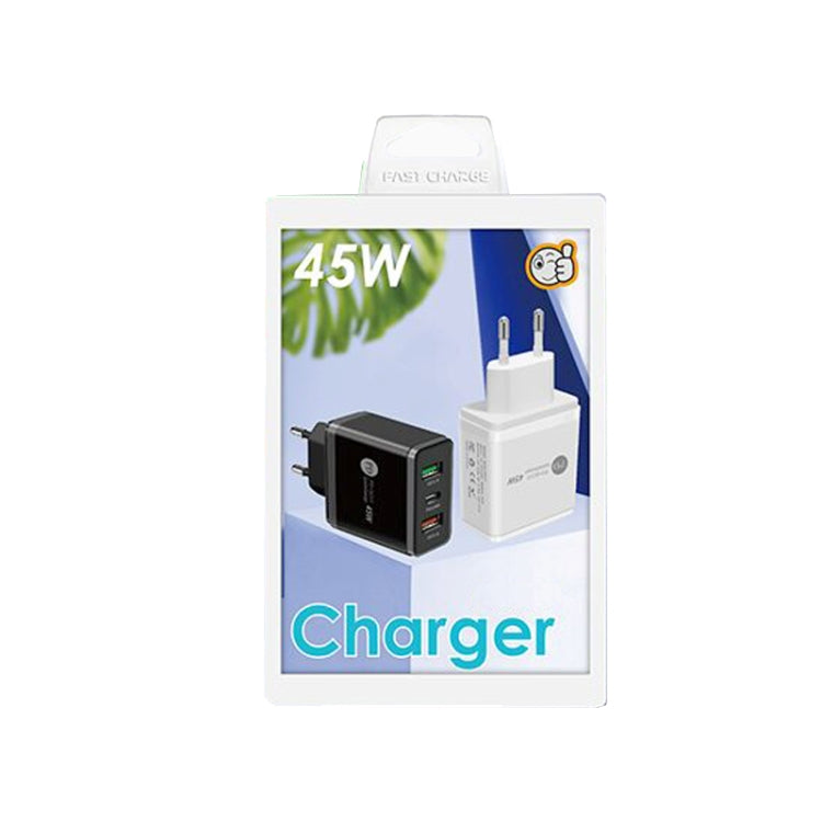 45W PD3.0 + 2 x QC3.0 USB Multi Port Quick Charger, EU Plug(Black) - Apple Accessories by buy2fix | Online Shopping UK | buy2fix