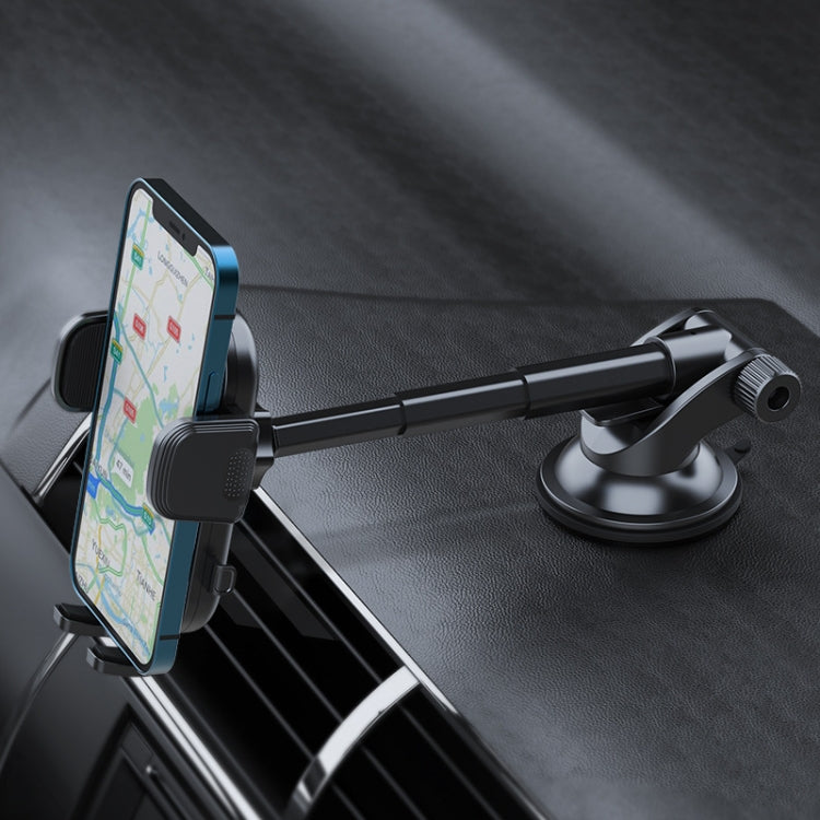 A190+X903 Car Windscreen Dashboard Sucker Mount 3-Phase Telescopic Long Arm Phone Holder - In Car by buy2fix | Online Shopping UK | buy2fix