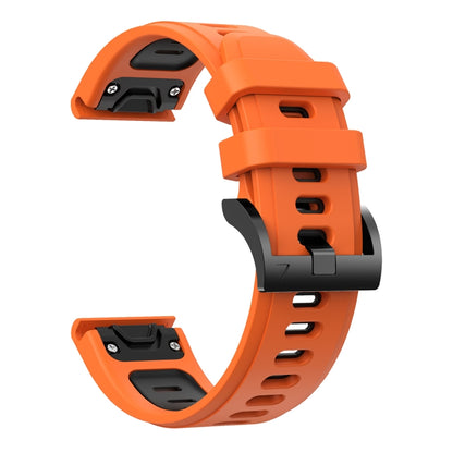 For Garmin Fenix 7X Solar 26mm Two-Color Sports Silicone Watch Band(Orange+Black) - Watch Bands by buy2fix | Online Shopping UK | buy2fix