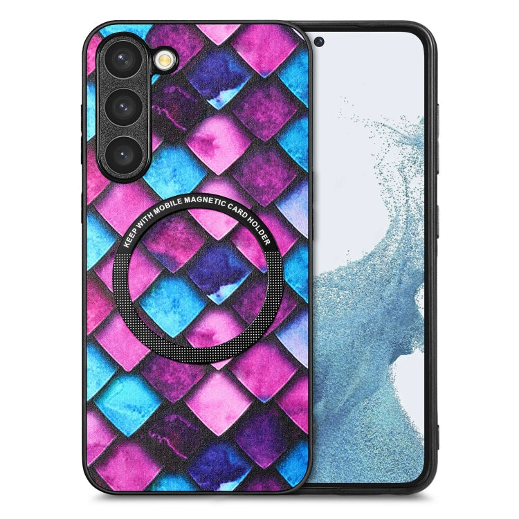 For Samsung Galaxy S23 5G Colored Drawing Leather Back Cover Magsafe Phone Case(Purple Scales) - Galaxy S23 5G Cases by buy2fix | Online Shopping UK | buy2fix