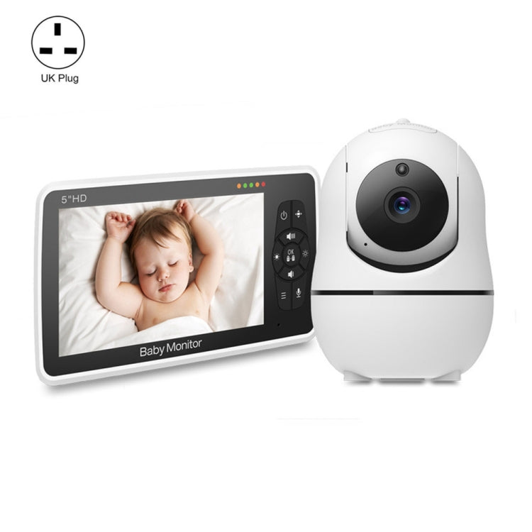 SM50 5 inch Baby Monitor 360-Degree Rotating Wireless Camera Night Vision Intercom Lullaby Monitor(UK Plug) - Security by buy2fix | Online Shopping UK | buy2fix