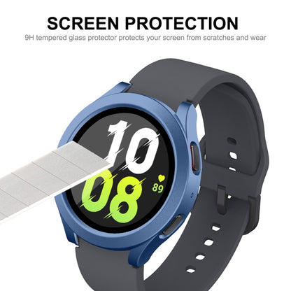 For Samsung Galaxy Watch4/5 40mm ENKAY Hat-Prince Waterproof Full Coverage PC Frame + 9H Tempered Glass Case(Matte Silver) - Watch Cases by ENKAY | Online Shopping UK | buy2fix