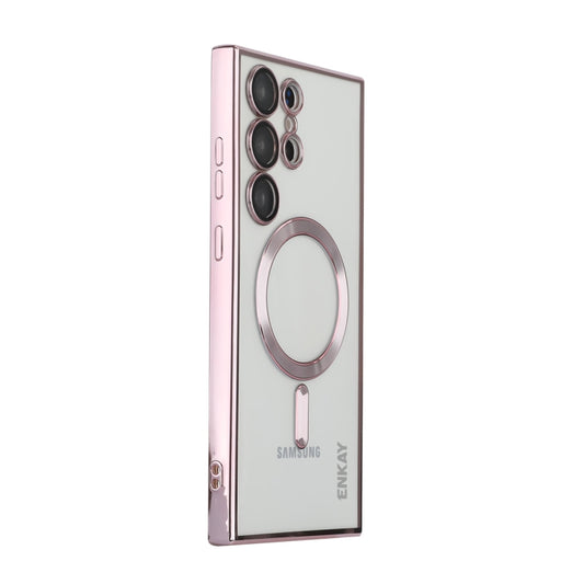 For Samsung Galaxy S23 Ultra 5G ENKAY Electroplated MagSafe Shockproof TPU Phone Case with Lens Film(Pink) - Galaxy S23 Ultra 5G Cases by ENKAY | Online Shopping UK | buy2fix