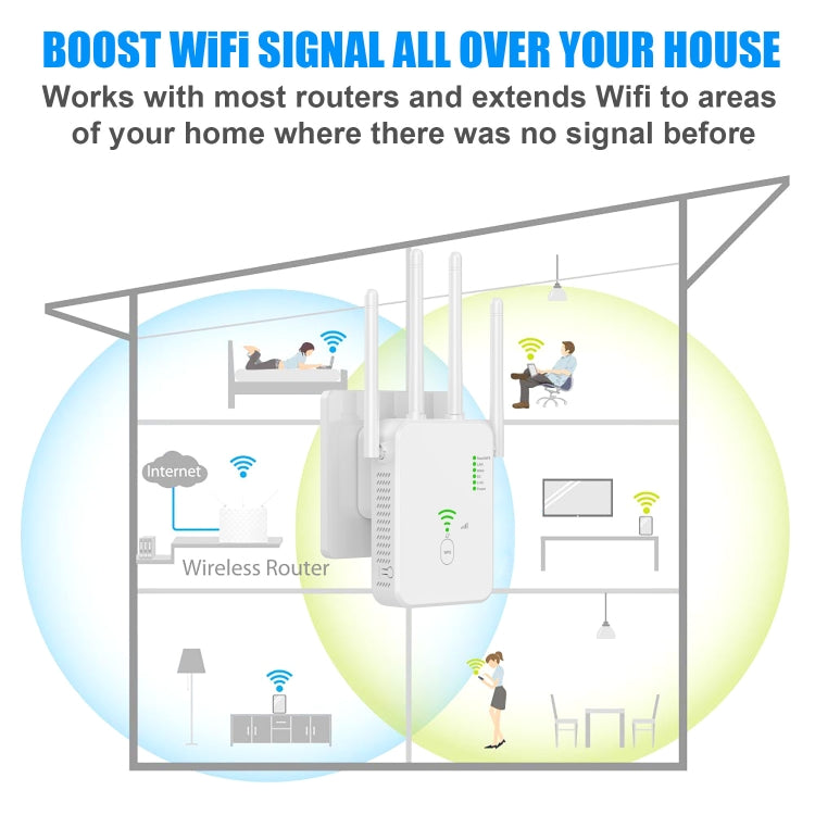 U10 1200Mbps Signal Booster WiFi Extender WiFi Antenna Dual Band 5G Wireless Signal Repeater(EU Plug) -  by buy2fix | Online Shopping UK | buy2fix