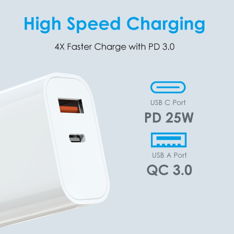 NORTHJO NOPD2502 PD 25W USB-C/Type-C + QC 3.0 USB Dual Ports Fast Charger, Plug Type:AU Plug(White) - USB Charger by NORTHJO | Online Shopping UK | buy2fix