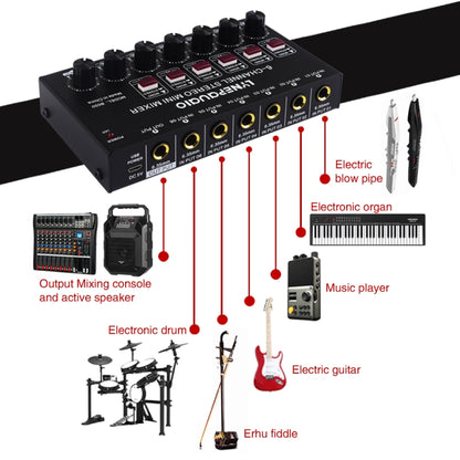 B020 Mini 6-Channel Stereo Audio Mixer Musical Instrument Mixer Electric Wind Electric Guitar Electronic Piano Drums Mixer - Consumer Electronics by buy2fix | Online Shopping UK | buy2fix